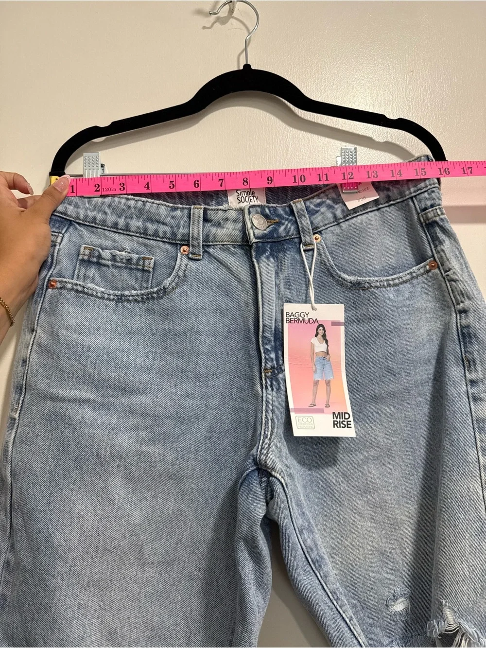 NWT Light Blue Mid-Rise Baggy Denim Bermuda Shorts